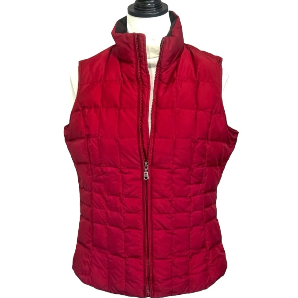 Eddie Bauer Vest Maroon Down Fill Quilted Puffer Full Zip Jacket  (1Q000…